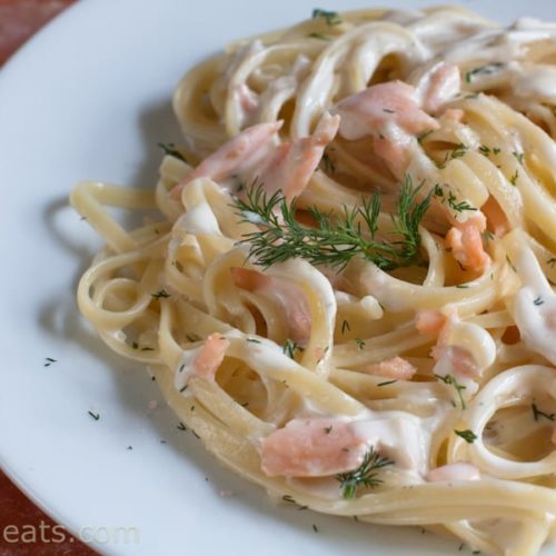 Smoked Salmon Fettuccine With Dill Cream Sauce What A Girl Eats