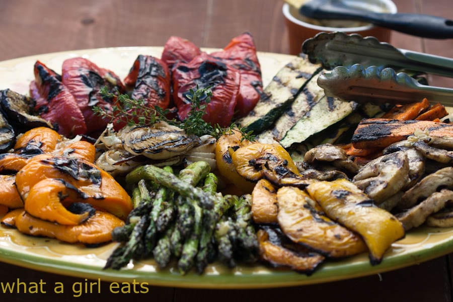 Grilled veggies on a platter.