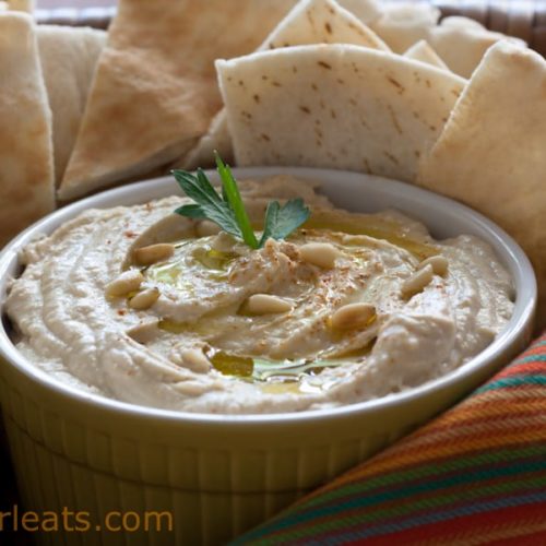 Easy homemade hummus dip is just a few minutes away when you have canned garbanzo beans in your pantry!