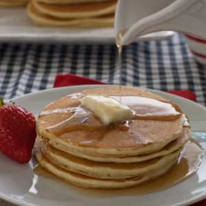 pancakes with syrup pour