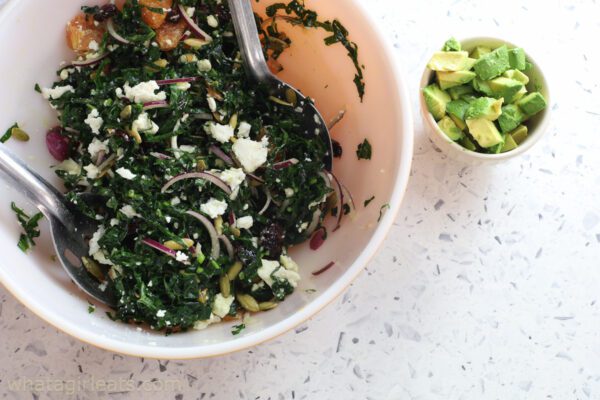 kale salad before avocado is added.