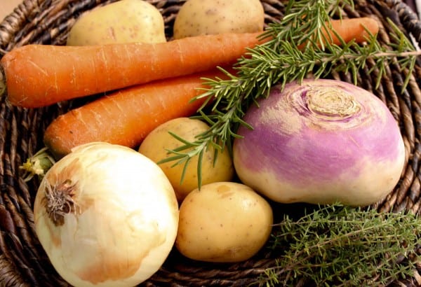 Root vegetables used for making Guinness beef stew.