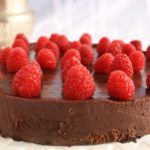 Gluten free dark chocolate Flourless cake with dark chocolate ganache.