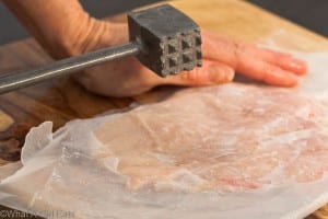 pounding chicken breasts flat to make chicken piccata