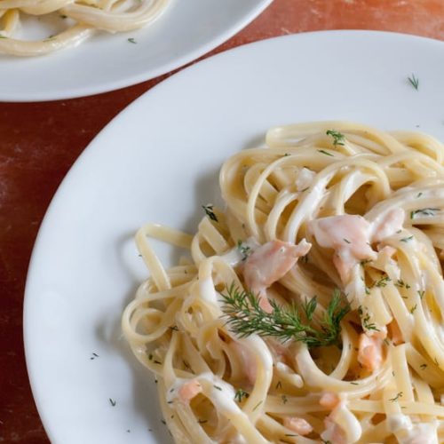 Fettucine with Smoked Salmon and Dill. This fast and easy dish is ready in under 20 minutes!