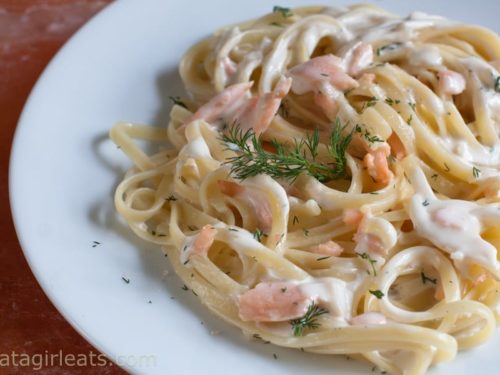 Smoked Salmon Fettuccine With Dill Cream Sauce What A Girl Eats