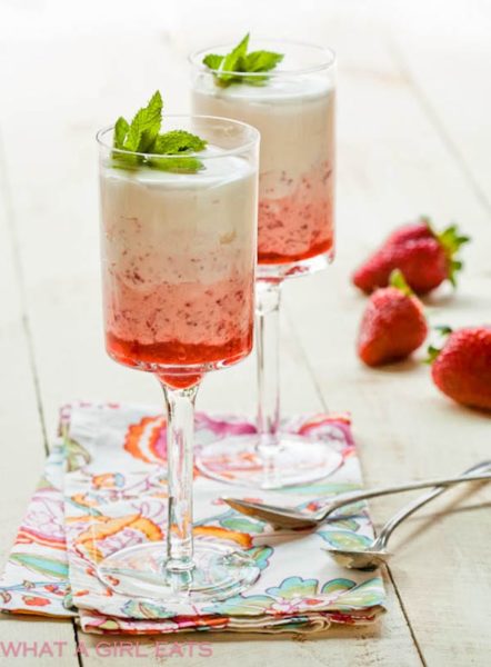 Strawberry Fool is a mousse-like dessert, made with Knott's Berry Farm strawberry puree. | @whatagirleats