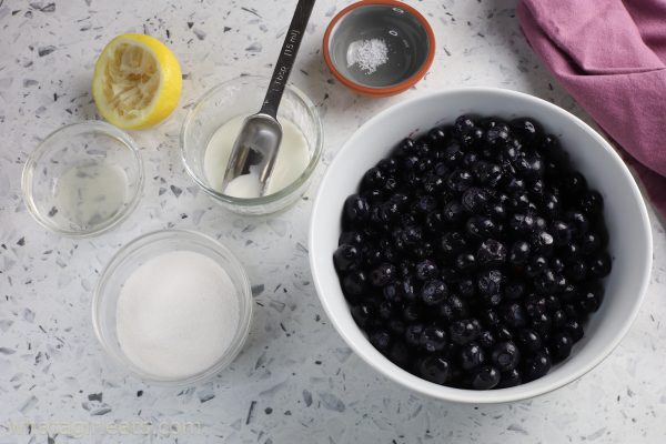 Blueberry compote ingredients.
