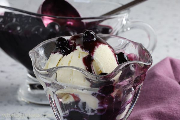 blueberry compote on ice cream.