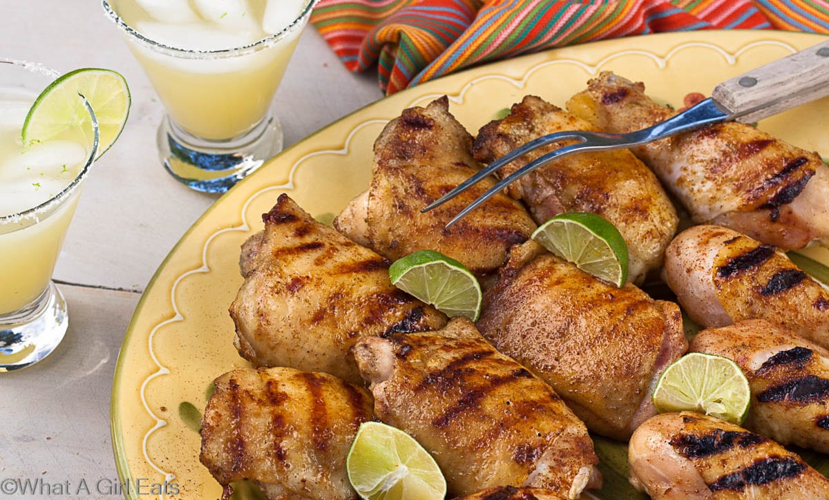 Tequila-Glazed Grilled Chicken Thighs and a Classic 3-2-1 Margarita