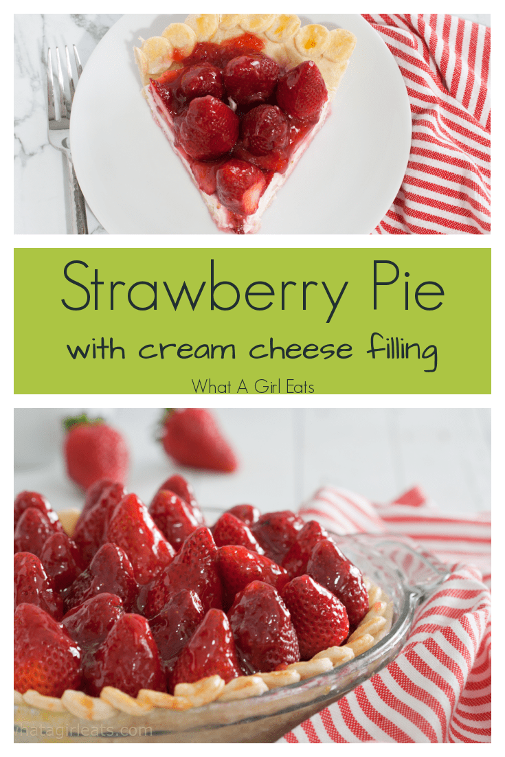 Fresh strawberry glaze pie, with a creamy filling and homemade strawberry pie glaze, is ideal for any spring or summer gathering.