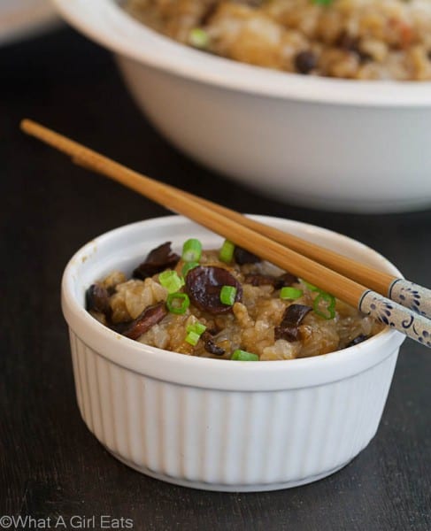 Sticky Rice with Chinese Sausage and Mushrooms | What a Girl Eats