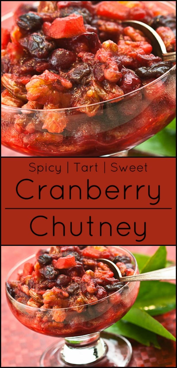 Cranberry Chutney is a little bit spicy, tart and sweet with oranges, walnuts and dried cherries. 
