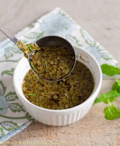 This fresh mint sauce is tangy, a little sweet and is the perfect accompaniment to roast lamb.