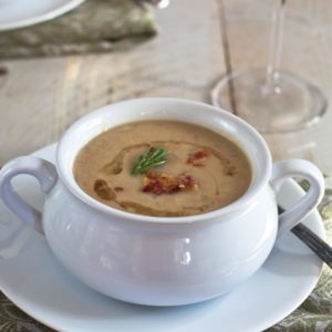 Tuscan White Bean Soup with Rosemary and Bacon.