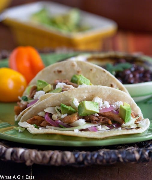 Chicken Tacos with Pickled Onion and Cilantro Slaw 