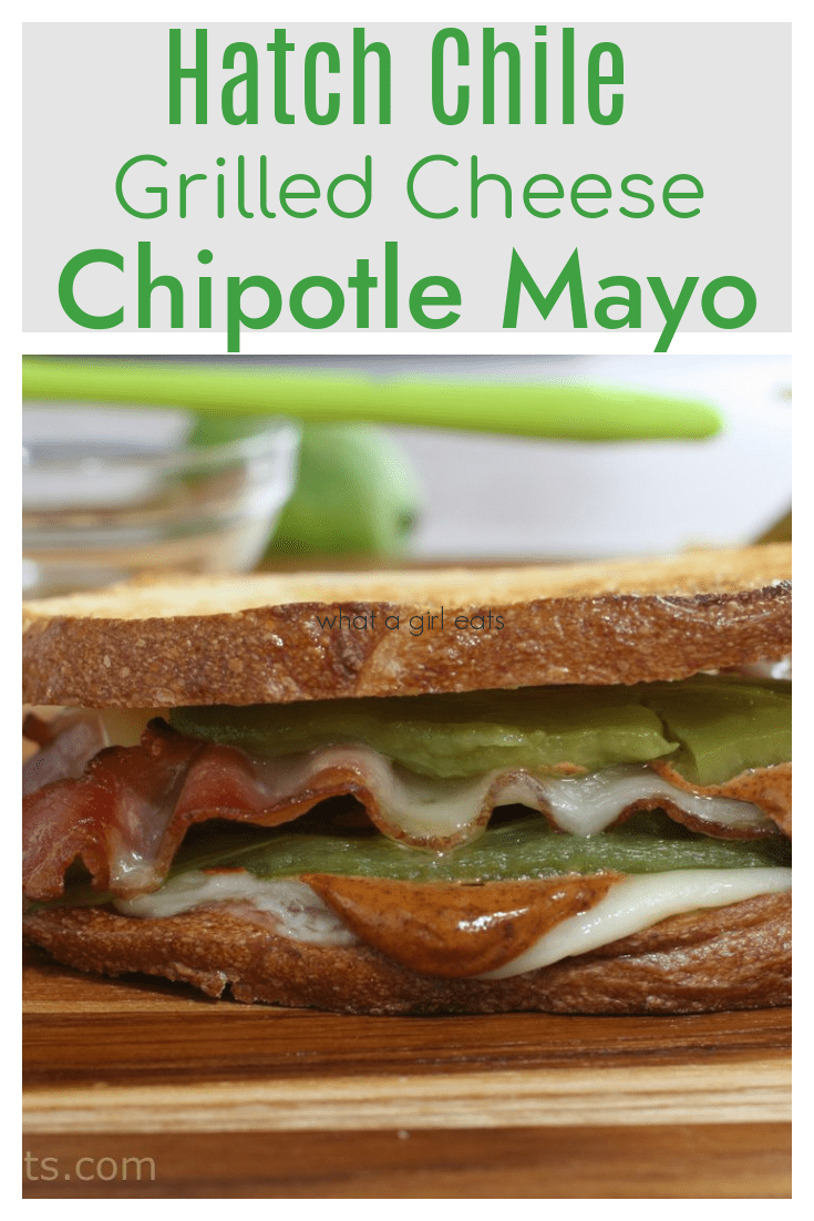 Chipotle mayo is the perfect condiment to this Hatch chile, cheddar and bacon grilled cheese sandwich.