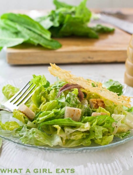 Caesar salad with parmesan crisp.