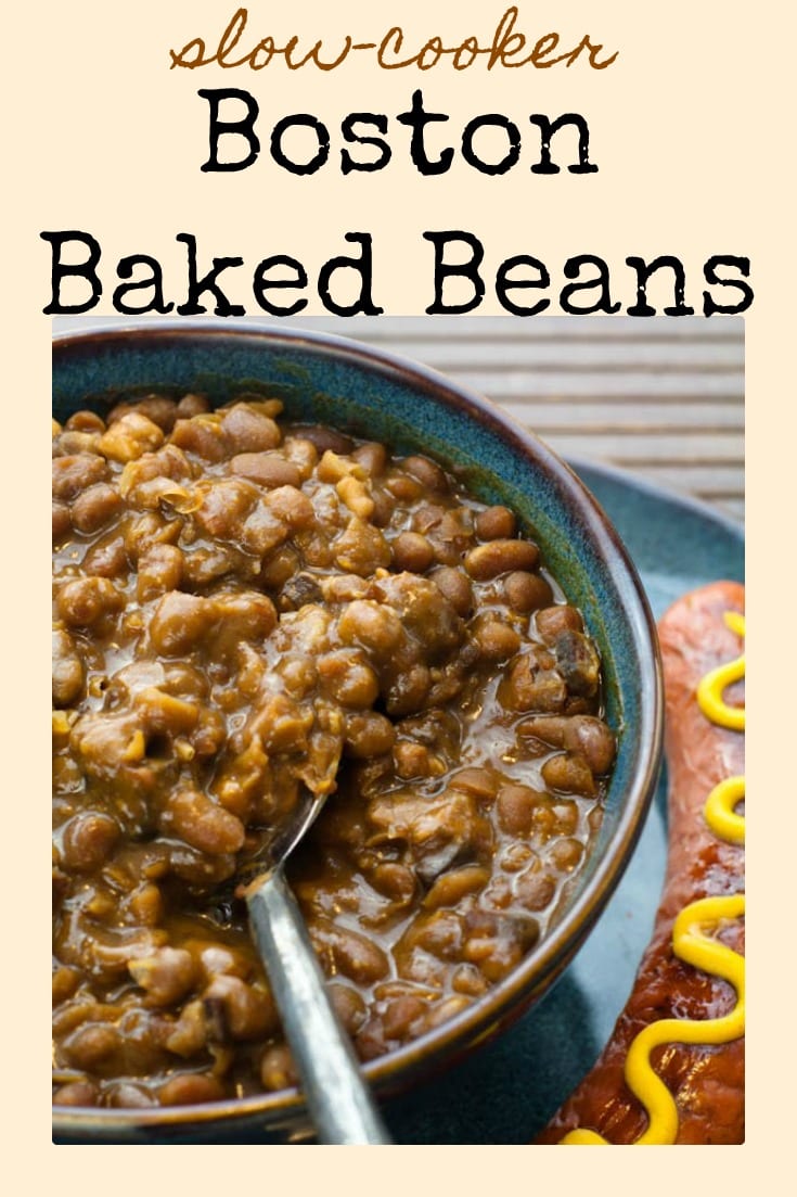 Slow cooker Boston Baked Beans are loaded with flavor and pork. Perfect for cool autumn nights!