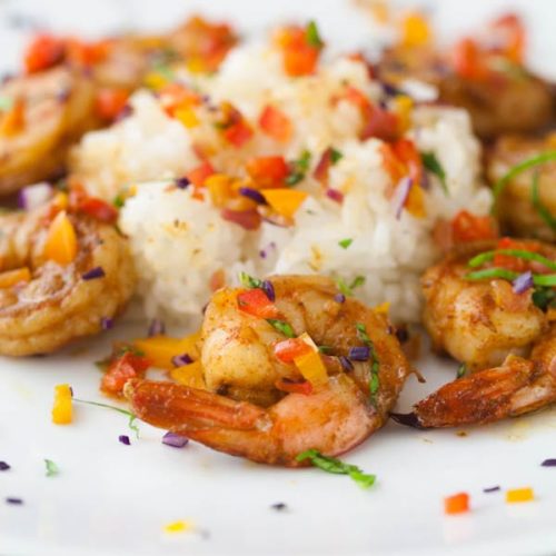 spicy shrimp with sautéed vegetables…it's a party on a plate!