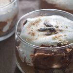 Dark chocolate s'mores trifles are single serving desserts made with creamy Kahlua-spiked chocolate mousse and toasted marshmallow. Delicious, impressive and they're beautiful, too! | @whatagirleats