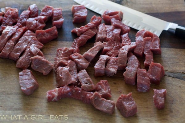 steak, sliced into strips to make beef stroganoff