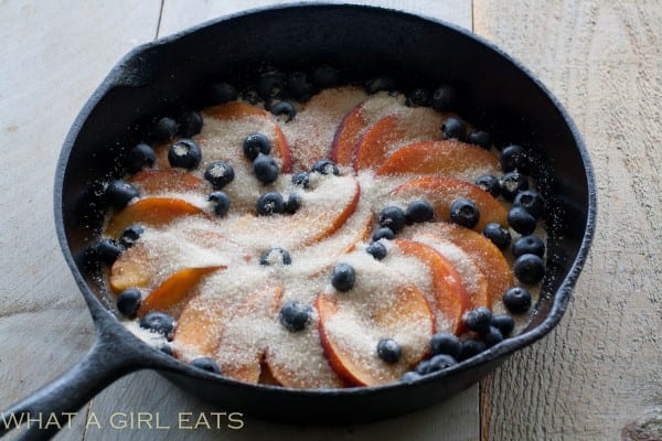 Peach and blueberry clafoutis