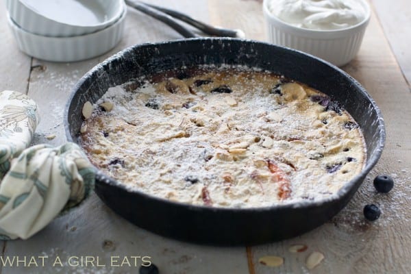 Warm Peach and Blueberry Clafoutis