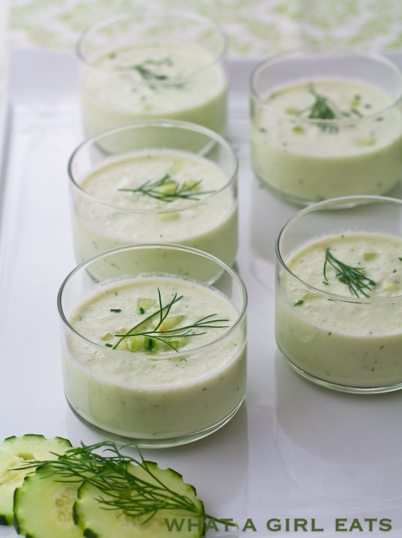 Chilled Cucumber Soup with fresh dill.