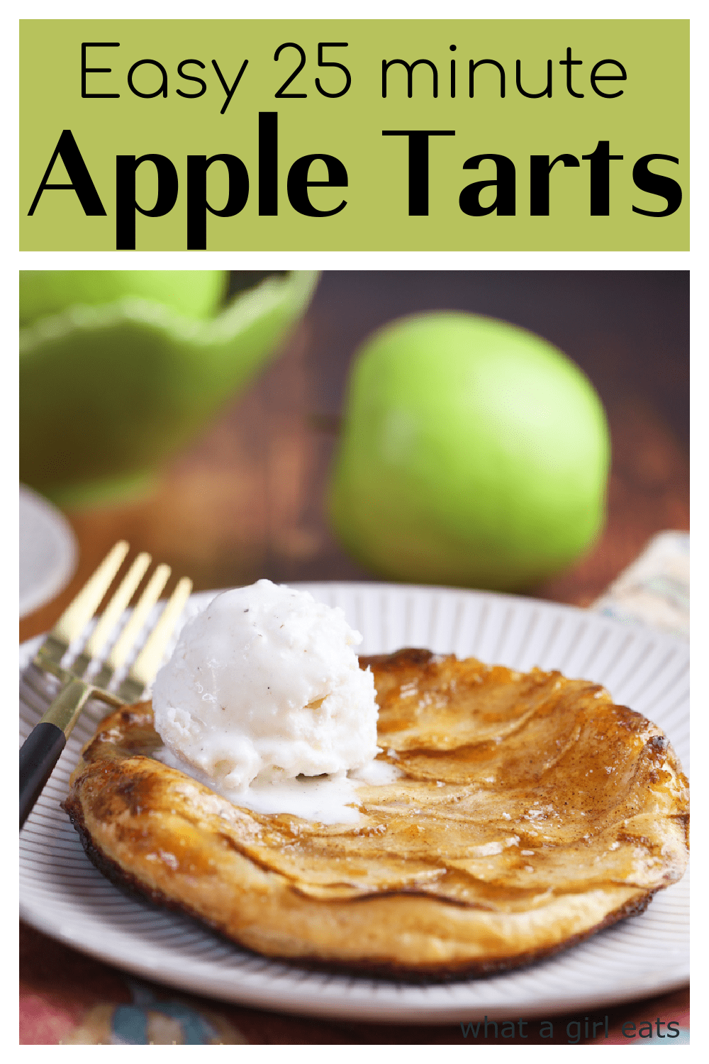 Apple tarts are layers of apples on a flaky puff pastry crust. These easy mini tarts are just 6 ingredients, and take less than 40 minutes.