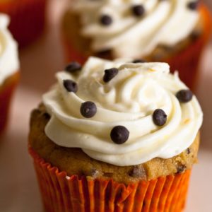 Pumpkin Chocolate Chip Cupcakes with Cream Cheese Frosting