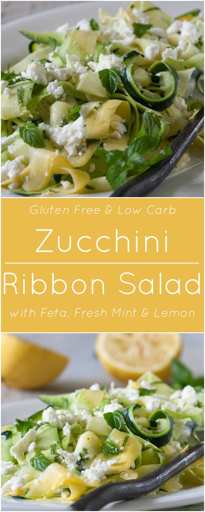Zucchini Ribbon Salad with Feta, Fresh Mint and Lemon.