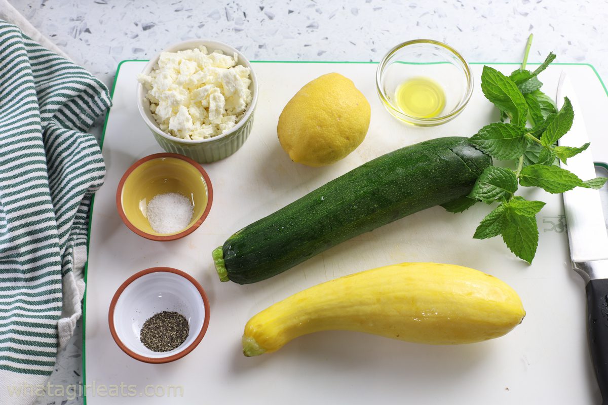ingredients for zucchini salad.