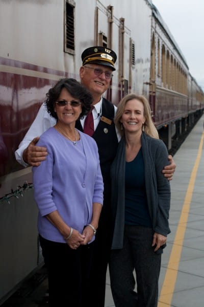 My sister in law, Julie, (left) and me, with our charming engineer for the Napa Valley Wine Train.