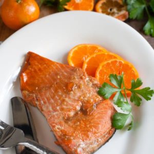 Easy baked Marmalade Salmon. whatagirleats.com