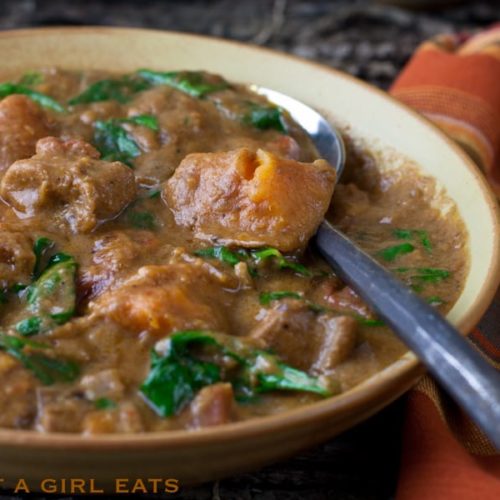 West African peanut chicken stew. @whatagirleats.com