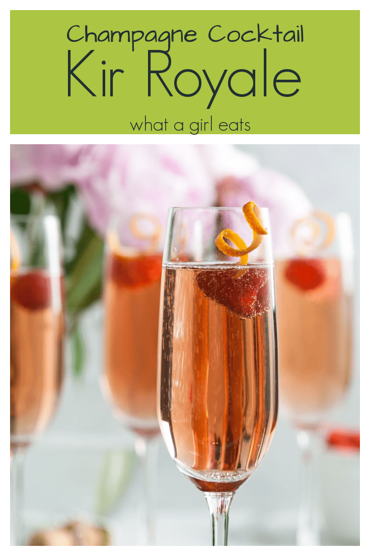 Kir royale is an elegant champagne cocktail that originated in the Dijon region of France. Creme de cassis is added to champagne for a delightful pale pink aperitif.