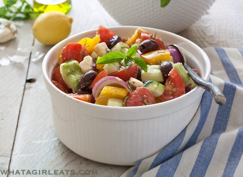 Greek Salad with fresh herbs and feta.