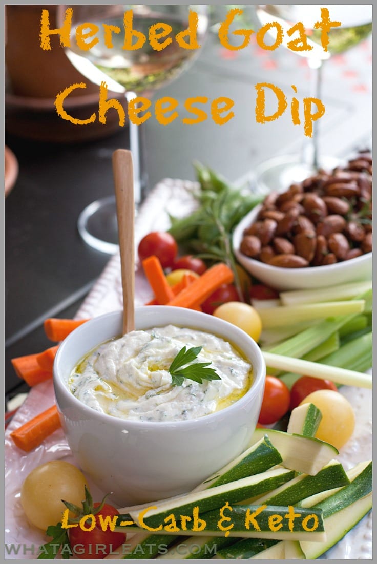goat cheese dip is full of wonderful Mediterranean flavors and herbs. It’s delicious with raw vegetables, crackers, or pita. It’s quick and easy to make, coming together in just 5 minutes!