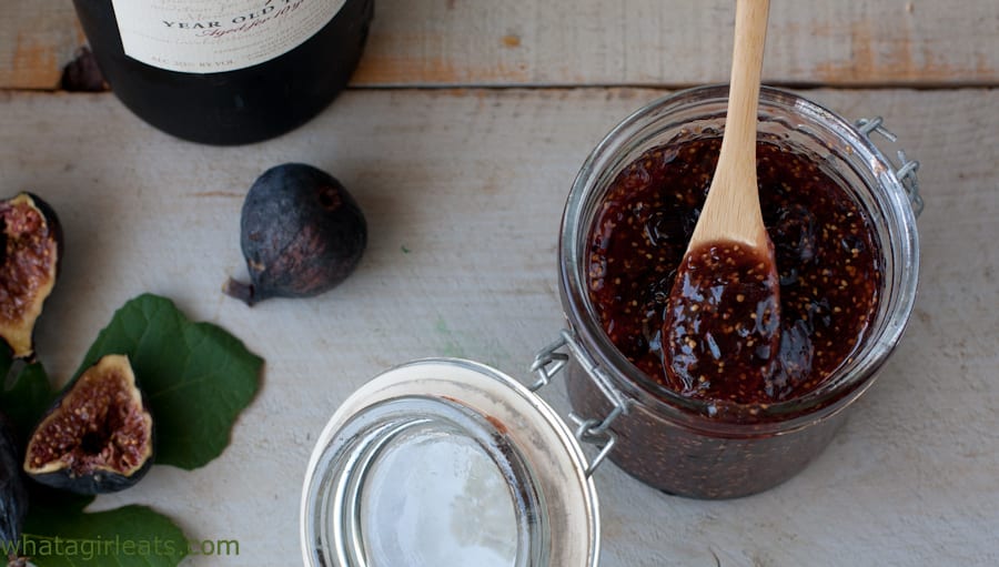 Ruby port fig jam is a delicious, savory condiment. It's wonderful spread on toast or scones. Best of all, it's a freezer jam recipe - no canning involved!