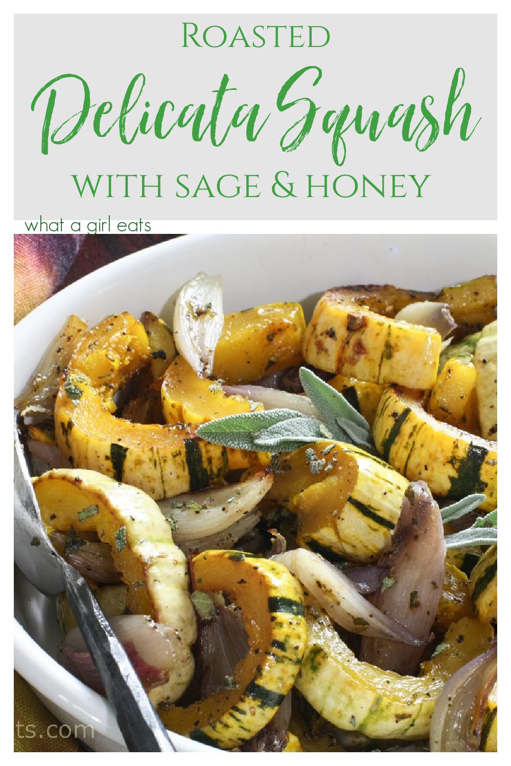 Delicata squash with honey and sage is a delicious side dish.This Ina Garten recipe has minimal ingredients and is the prefect accompaniment to any autumn meal.