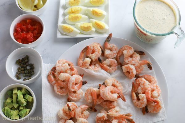 getting ready to assemble the shrimp remoulade.
