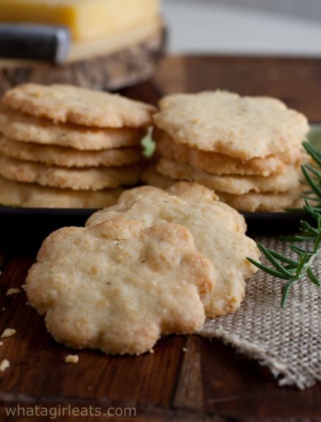Savory Rosemary Cheddar Shortbread - Recipe from What a Girl Eats