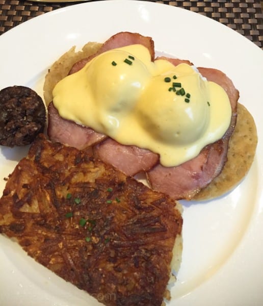 Eggs Benedict and hash browns. Perfectly delicious!
