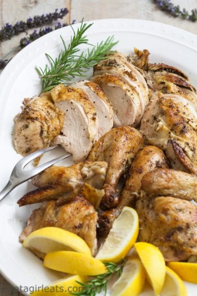 Herb Roasted chicken with med. close