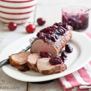Grilled Loin of Pork with Cherry Chutney.