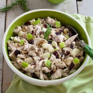 Cranberry Walnut Chicken Salad - Delicious chicken salad with cranberries, walnuts, tart apples and rosemary. Naturally gluten free!