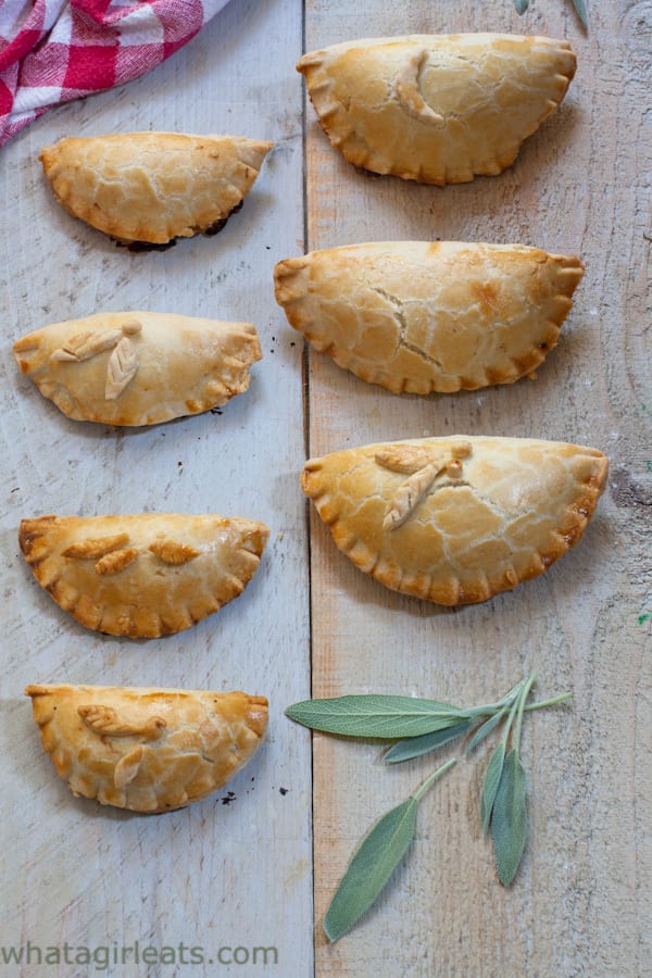 Sausage, Apple and Sage Hand Pies in two different sizes.