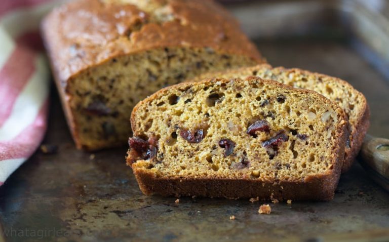 Pumpkin Bread With Cranberries and Walnuts