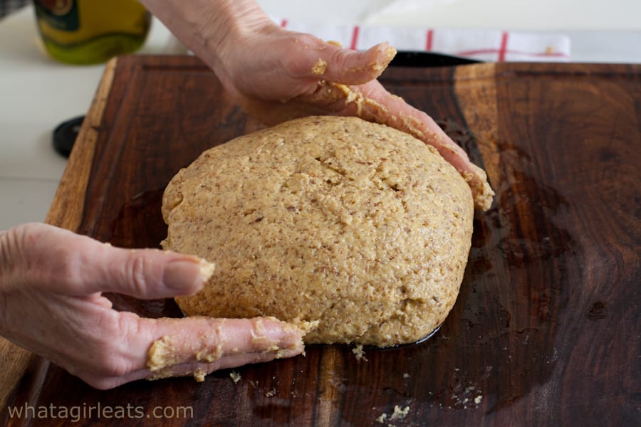 Gluten free grain free bread stick dough. Coat hands with water or oil to prevent it from sticking. 